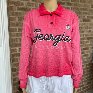 Knights Apparel Georgia Bulldogs Long Sleeve Collated Button Neck - M (8-10)‎